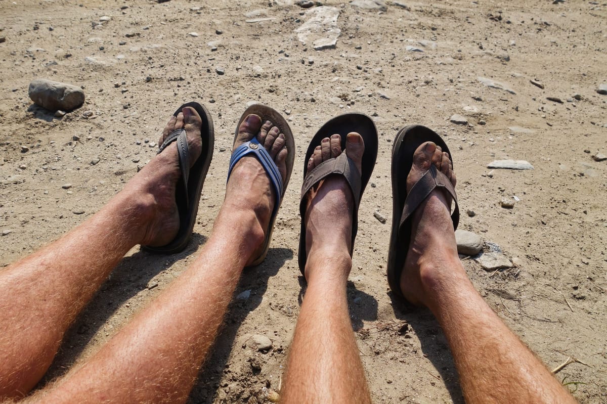 Dusty pair of jandals early on the Annapurna Circuit