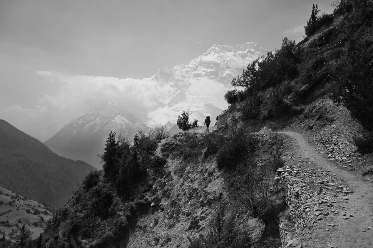 Annapurna circuit monochrome