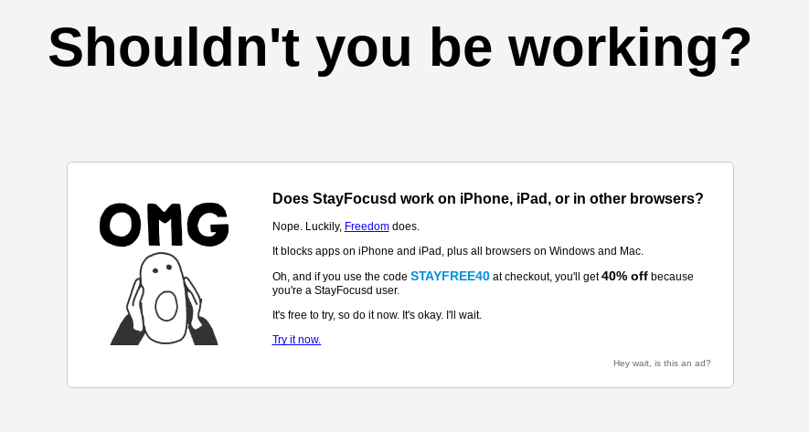 Stayfocusd browser extension: Shouldn't you be working?