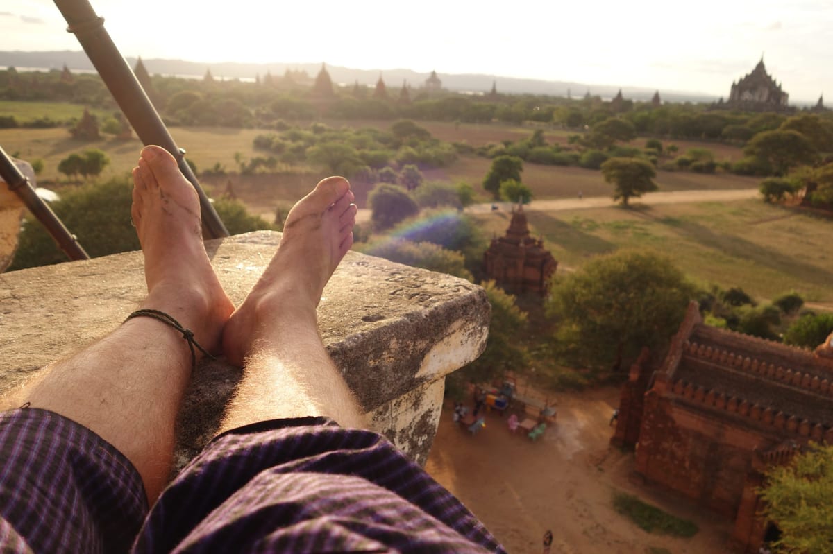 Putting my feet up in Myanmar after a long day of temple hopping during my mini-retirement