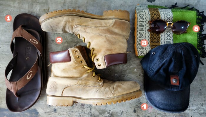 Minimalist travel packing list: Footwear and accessories