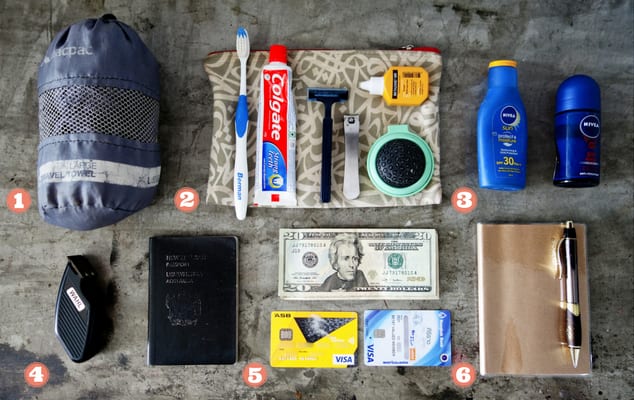 Minimalist travel packing list: Toiletries and miscellaneous
