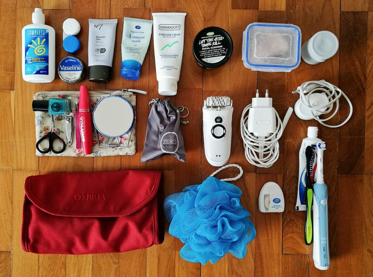 Packing list for female travelers: Toiletries, first aid, and cosmetics