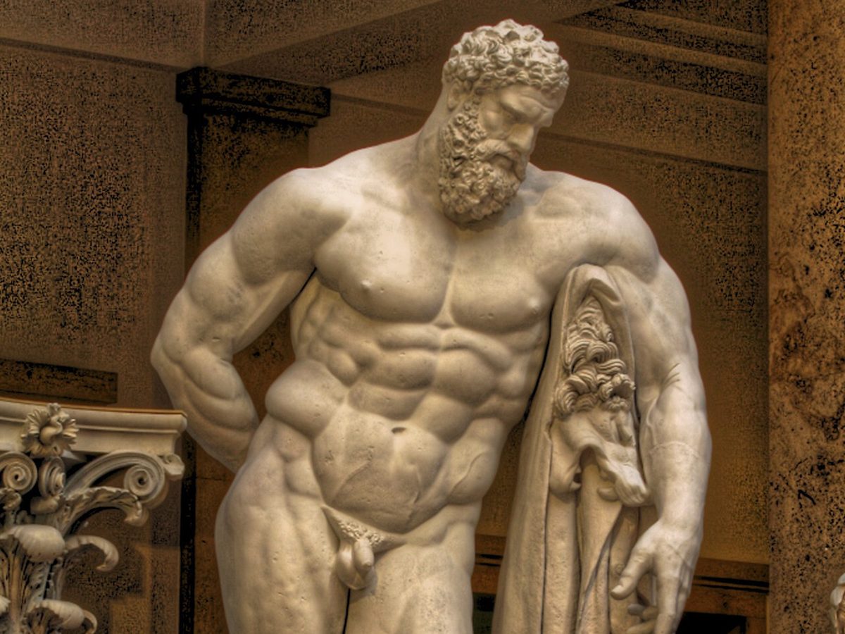 big muscly greek statue with small pp