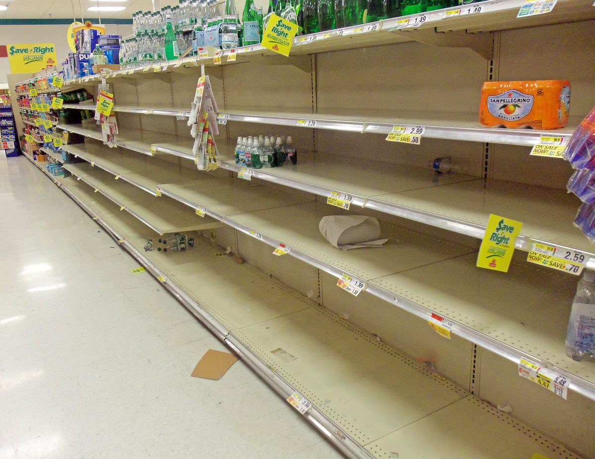 empty supermarket shelves