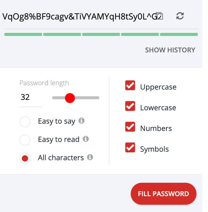 lastpass strong password generator