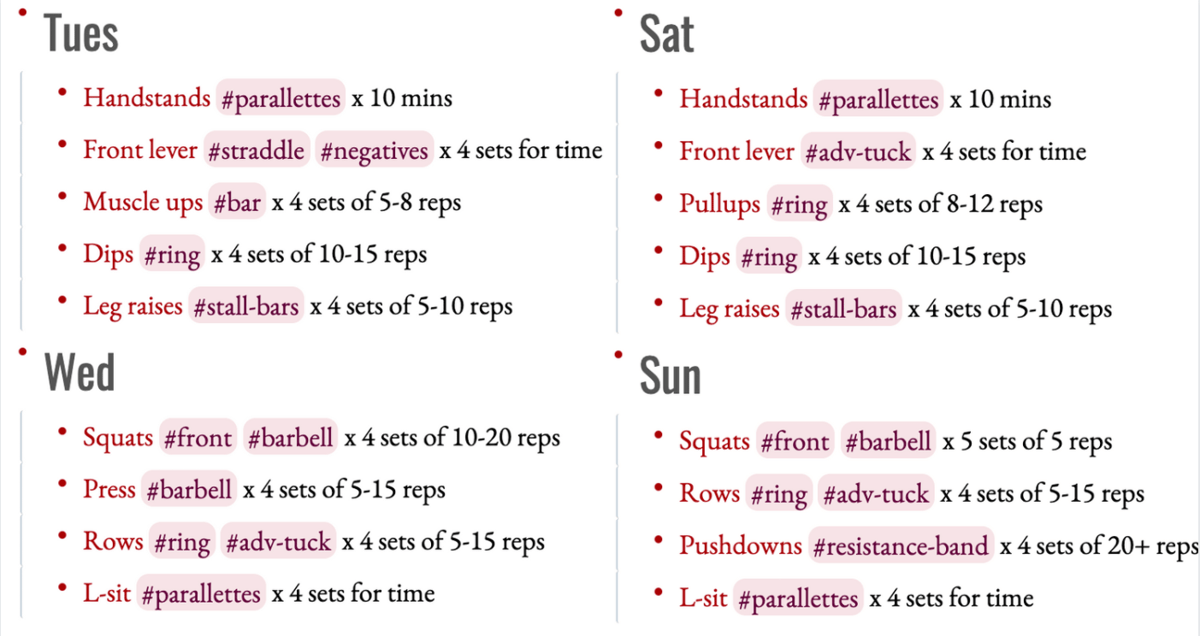 my calisthenics routine