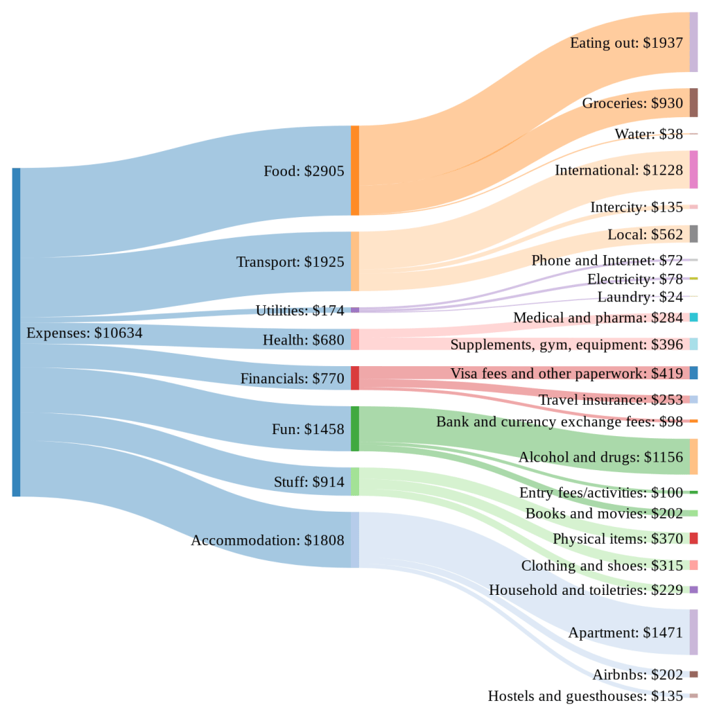living on $10,000 a year sankey flow chart