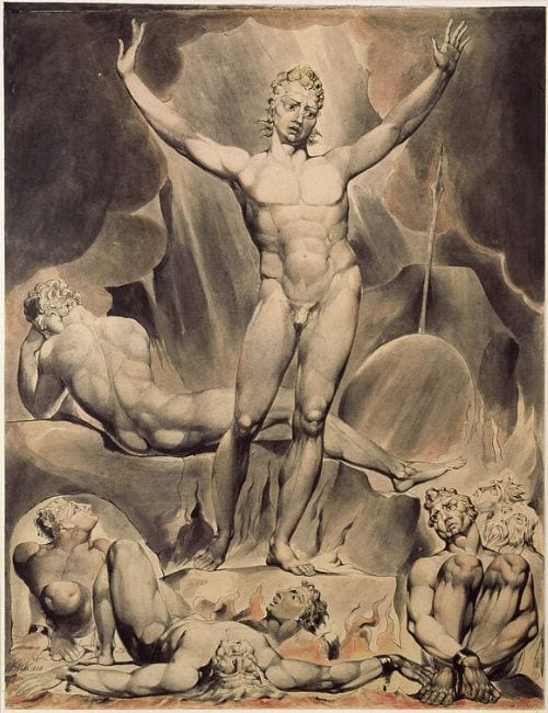 Satan arousing the fallen angels - William Blake watercolour