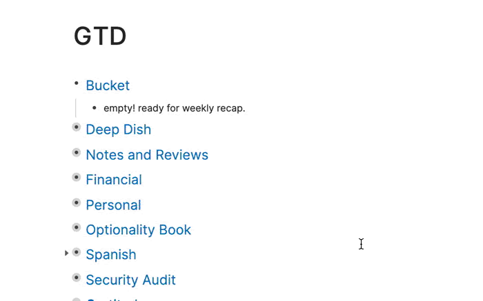 Weekly review in Roam implementation of GTD
