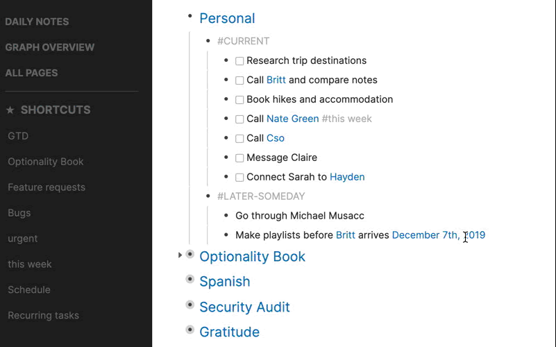 Using the Roam Datepicker tool for scheduling tasks