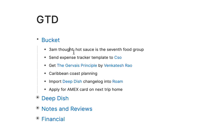 Processing GTD bucket items in Roam Research